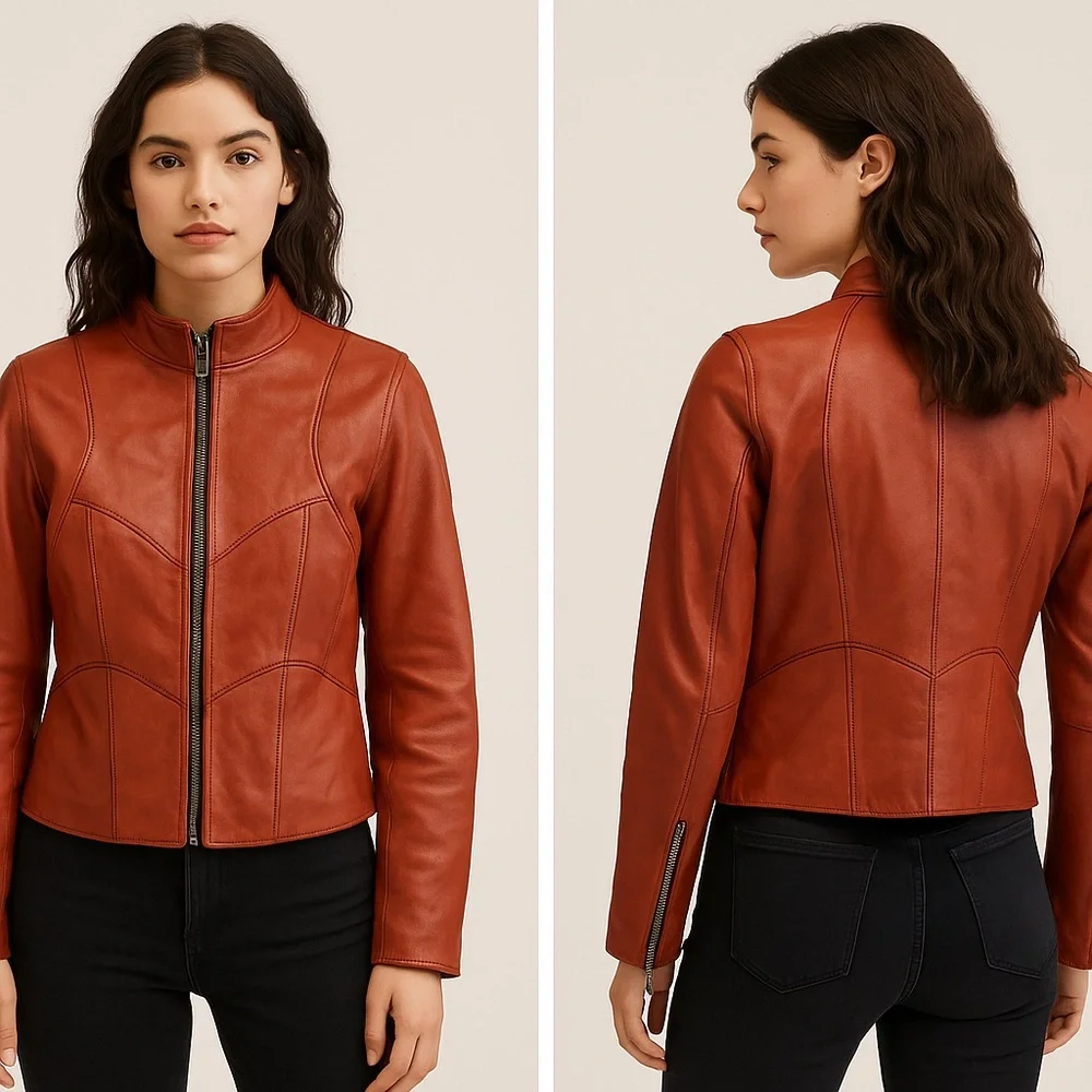 Sienna Studios Rust Leather Jacket Sz.‎ 10
